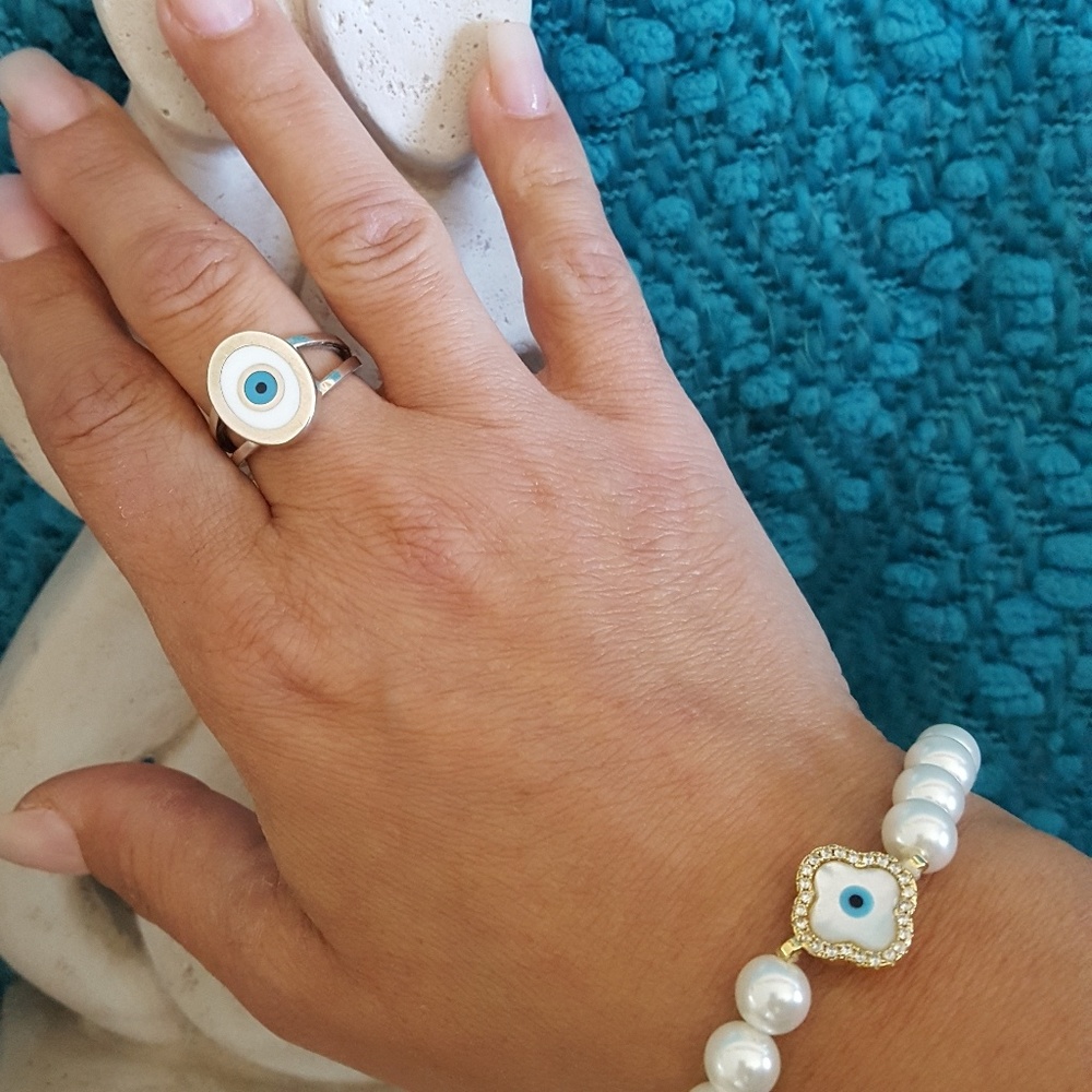 100% STERLING SILVER !!! EYE PROTECTION RING 💖